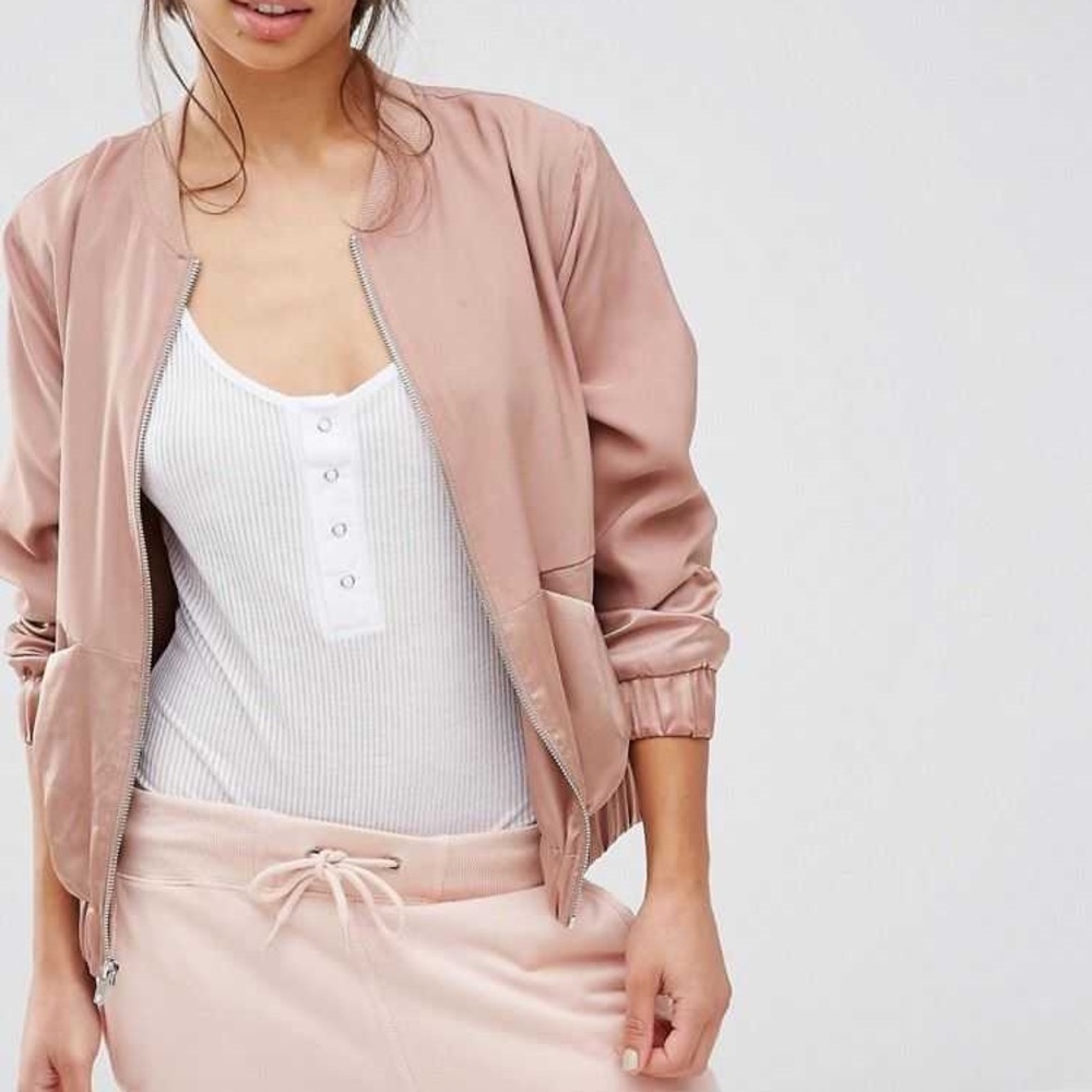 Missguided satin paneled bomber jacket